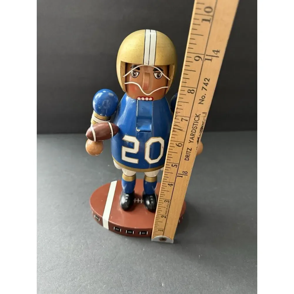 Nutcracker Village Blue Gold Football Player 2001 Sports Fan Academia Athletic